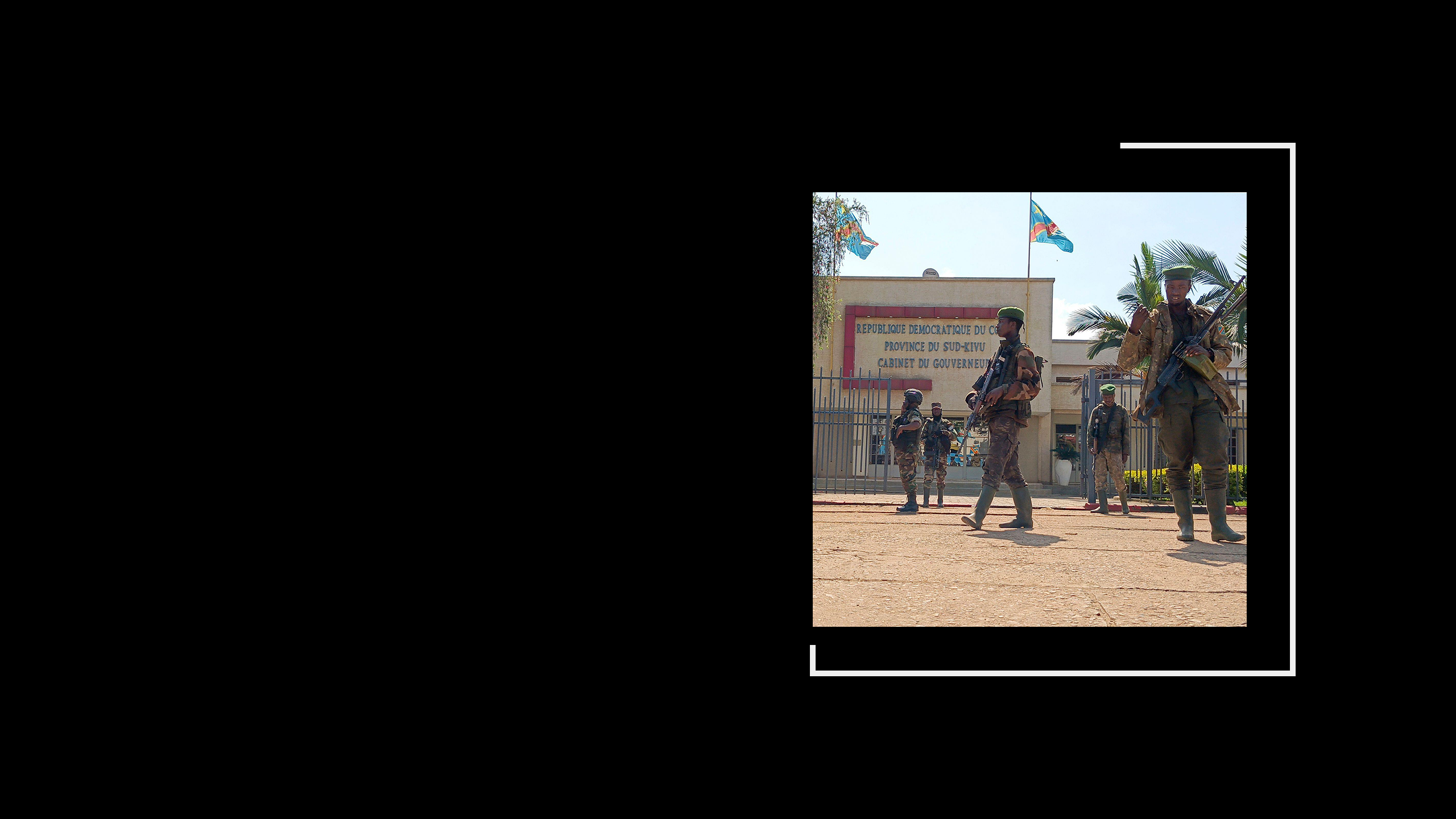 Fighters from the Rwandan-backed M23 seen outside the South Kivu province administrative office, at the centre of eastern DRC’s second-largest city, Bukavu.